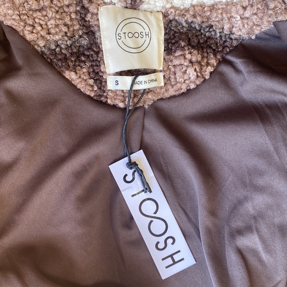 NWT Stoosh brand mocha plaid Sherpa jacket size S - Picture 5 of 9